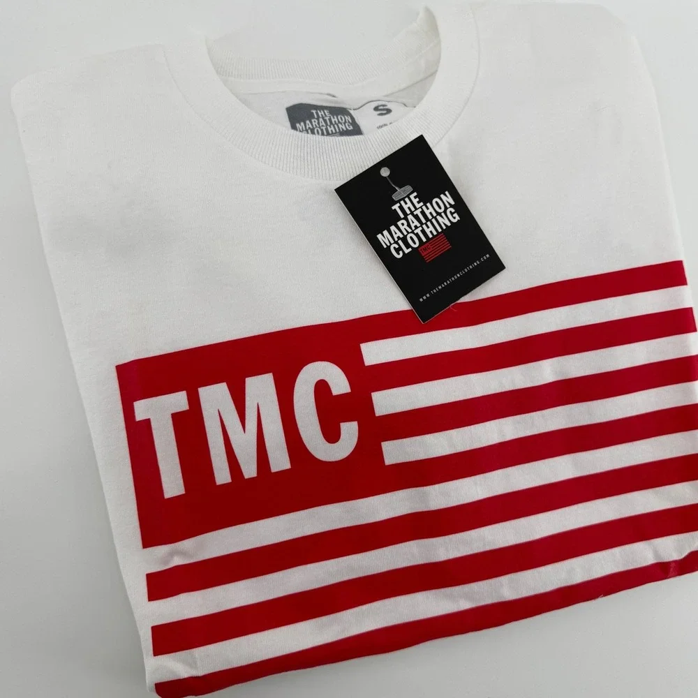 NWT The Marathon Clothing TMC Nipsey‎ Hussle White Red Flag Logo T-Shirt Small